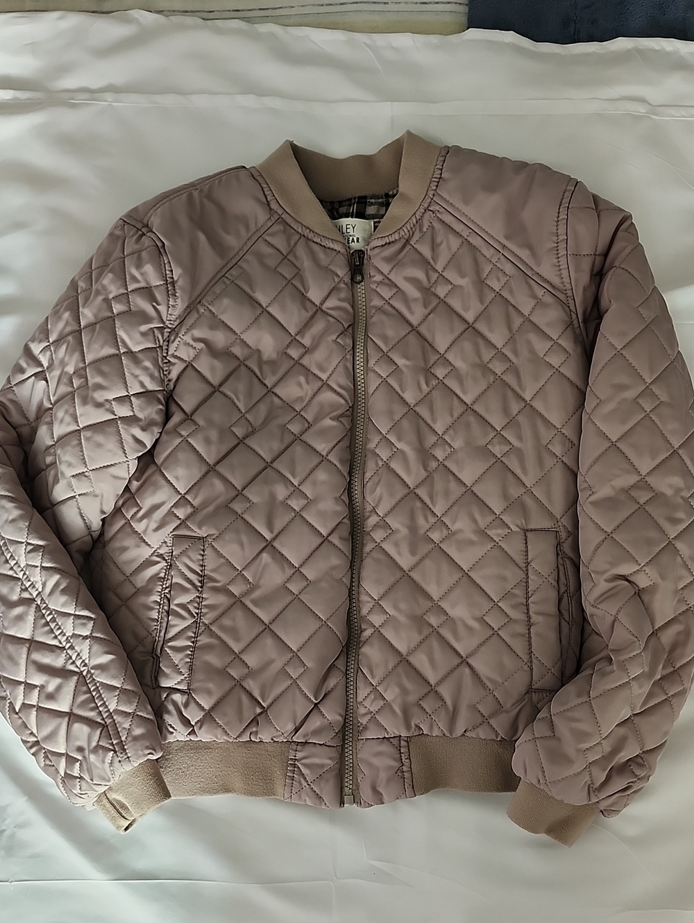 Ashley By 26 International Quilted Bomber Jacket in Taupe